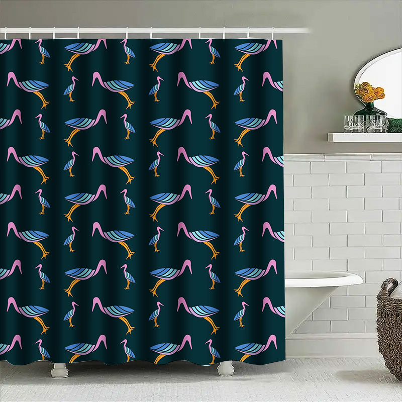 Home Bathroom Colors - Modern Bathroom Shower Curtain with Birds
