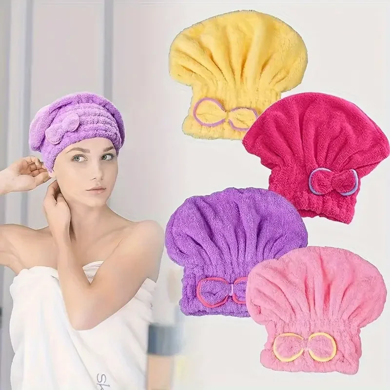 Home Bathroom Gadgets - Quick Drying Hair Cap Women Bowtie