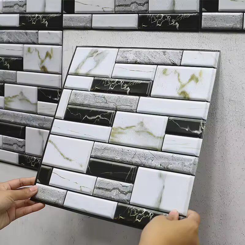 Home Bathroom Wallpaper - 5/10pcs Self Adhesive Tile Wall Sticker