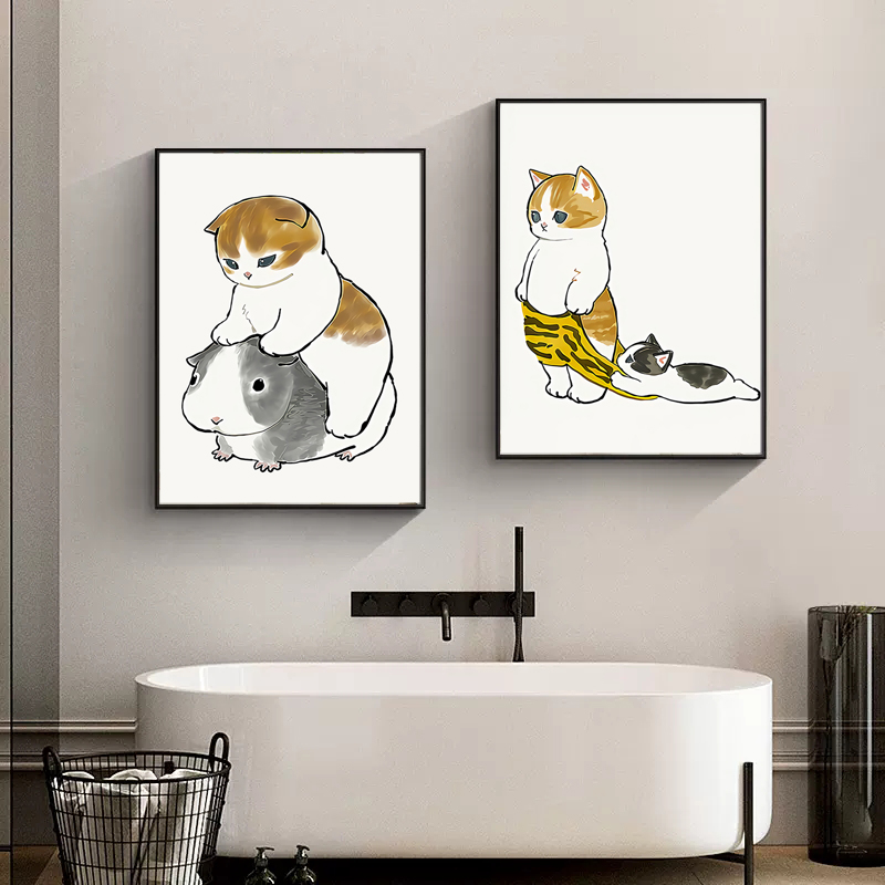 Home Bathroom Wallpaper - Toilet Cat Playing Mobile Phone Paper