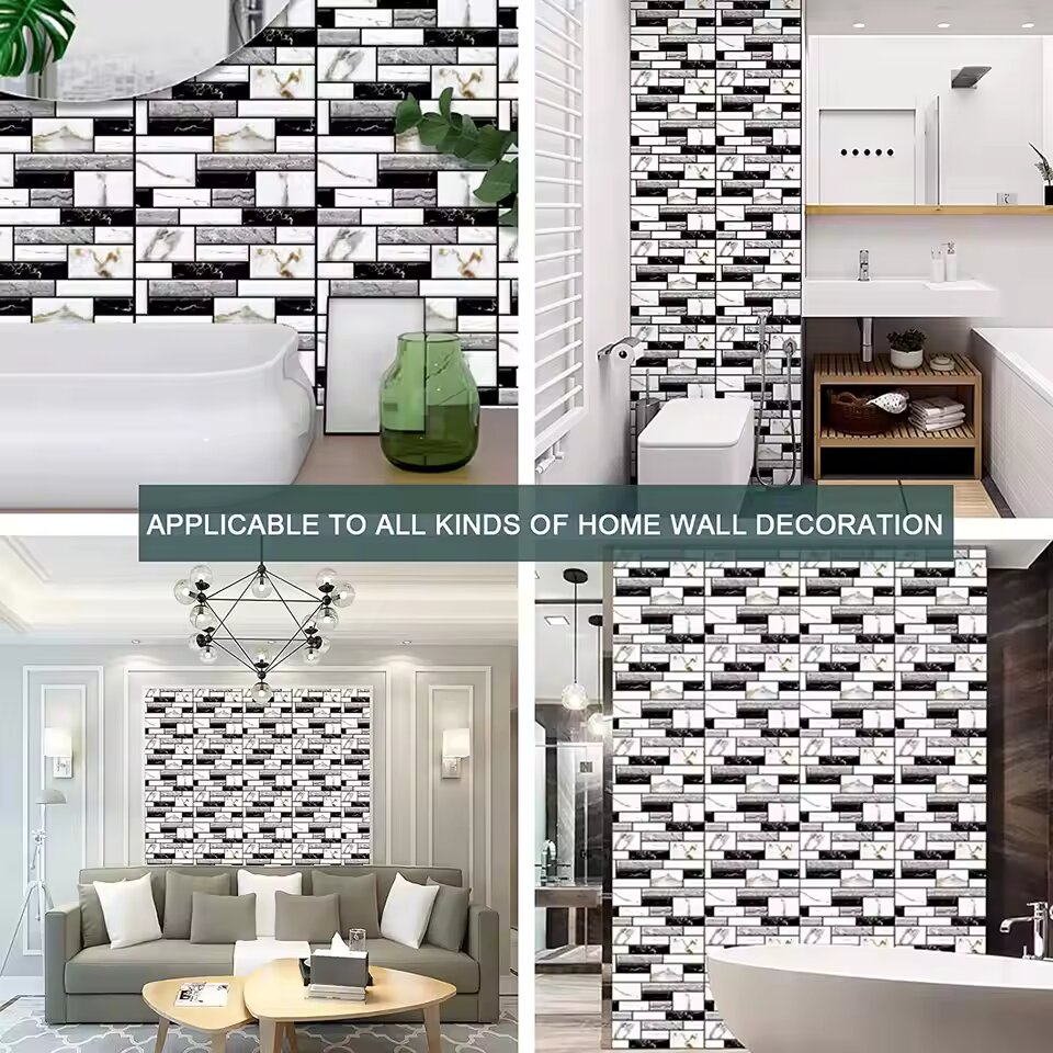 5/10pcs Self Adhesive Tile Wal - Home Bathroom Wallpaper ulasan dan harga