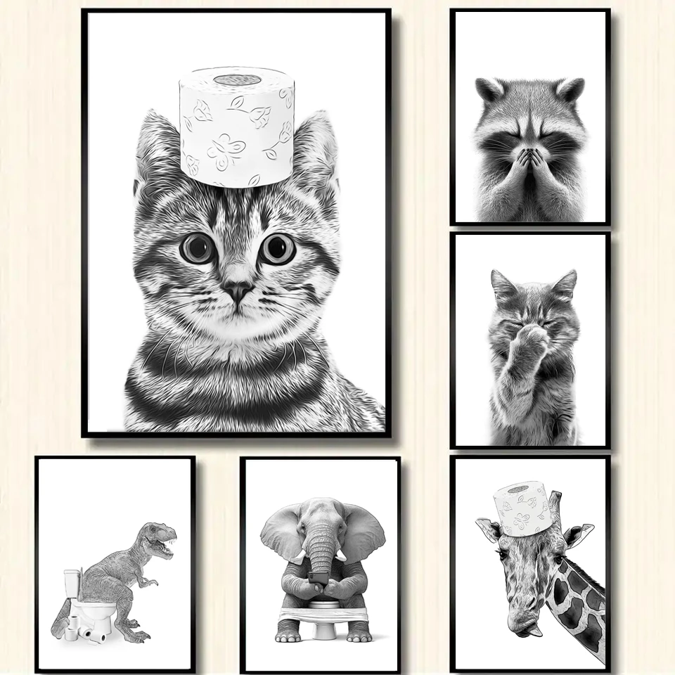 Cute Cat Elephant Dog Giraffe  - Home Bathroom Wallpaper ulasan dan harga