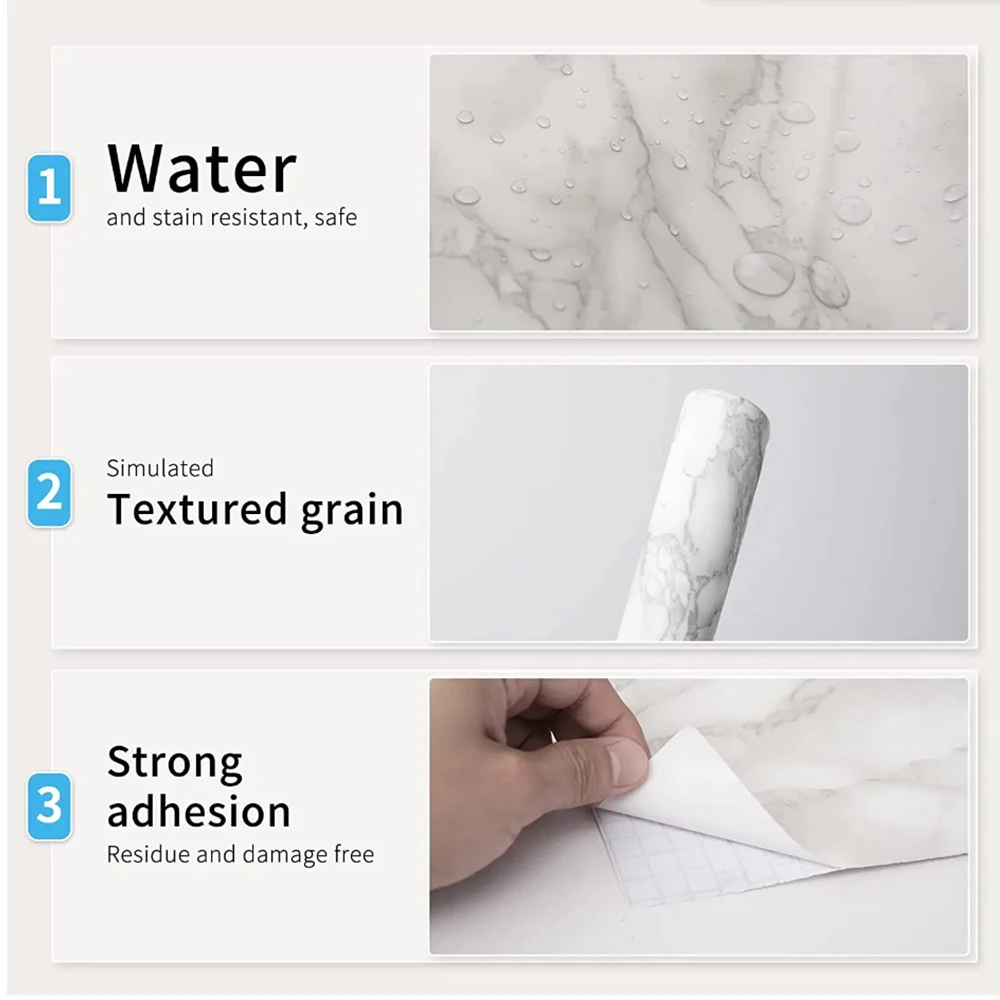Marble Vinyl Self Adhesive Wal - Home Bathroom Wallpaper ulasan dan harga