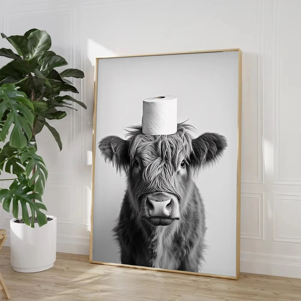 Highland Cow Otter Cat  Raccoo - Home Bathroom Wallpaper ulasan dan harga