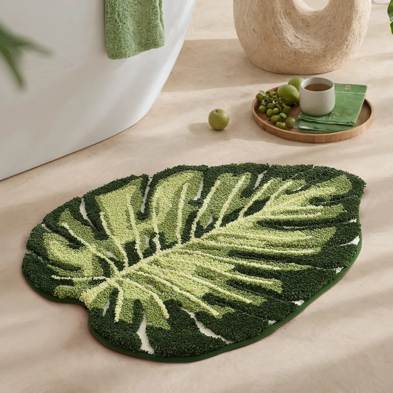 VIKAMA Small Fresh Green Leaf  - Zara Home Bathroom Rug ulasan dan harga