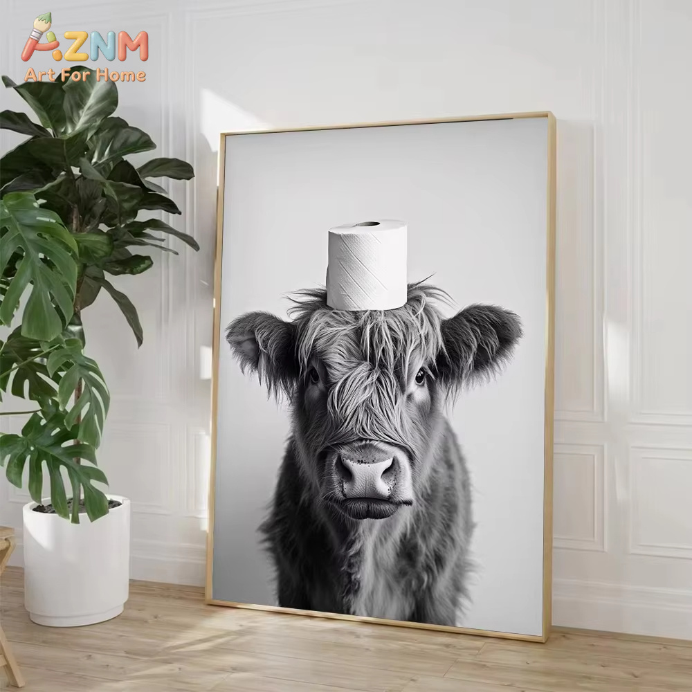 1PC, Highland Cow Otter Cat Ra - Home Bathroom Wallpaper ulasan dan harga