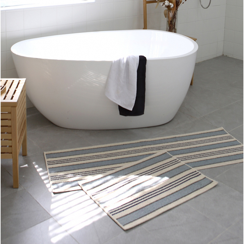 VIKAMA Korean Minimalist Strip - Zara Home Bathroom Rug ulasan dan harga