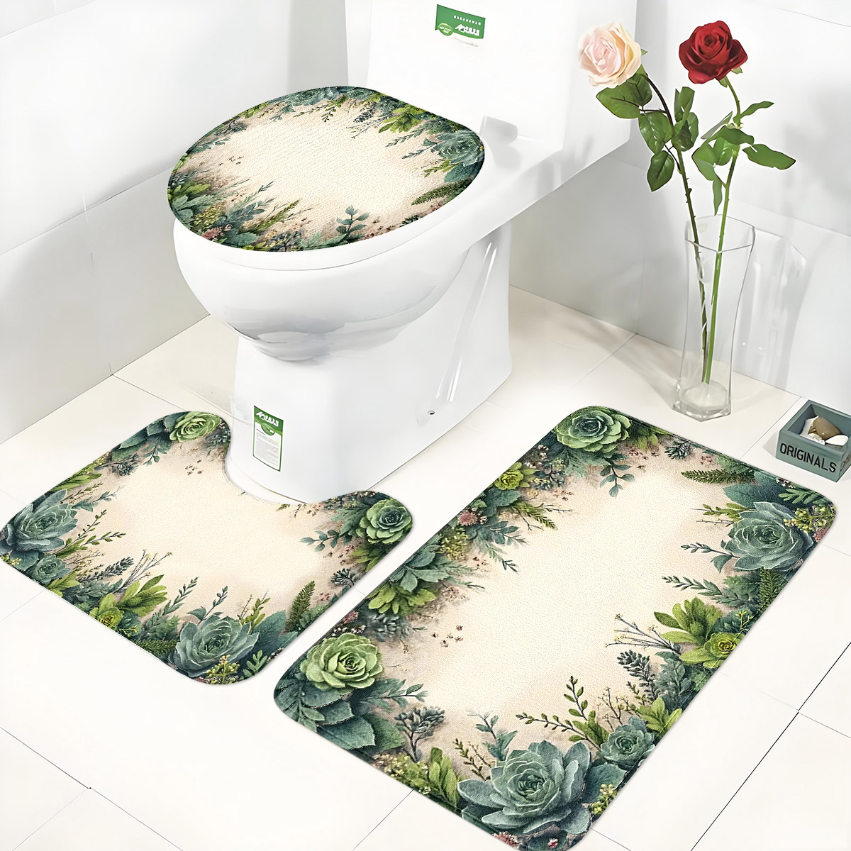 Retro Succulent Bathroom Three - Zara Home Bathroom Rug ulasan dan harga