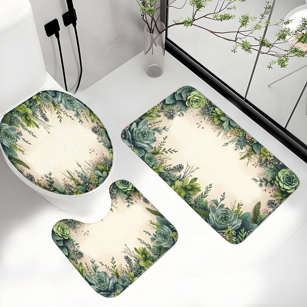 Retro Succulent Bathroom Three - Zara Home Bathroom Rug ulasan dan harga