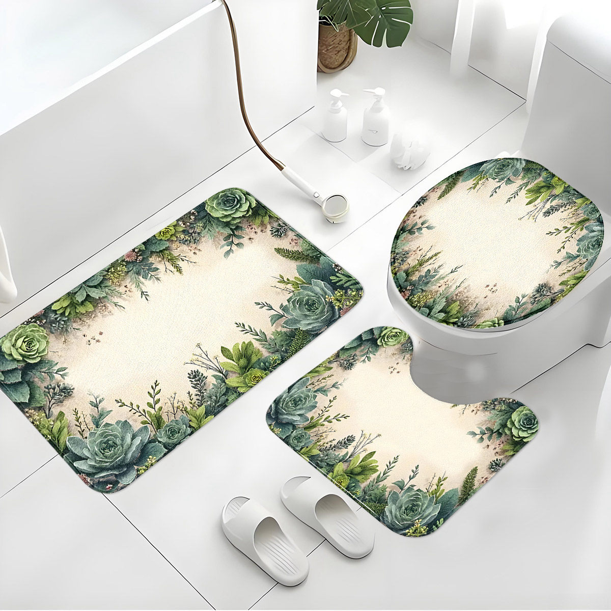 Retro Succulent Bathroom Three - Zara Home Bathroom Rug ulasan dan harga