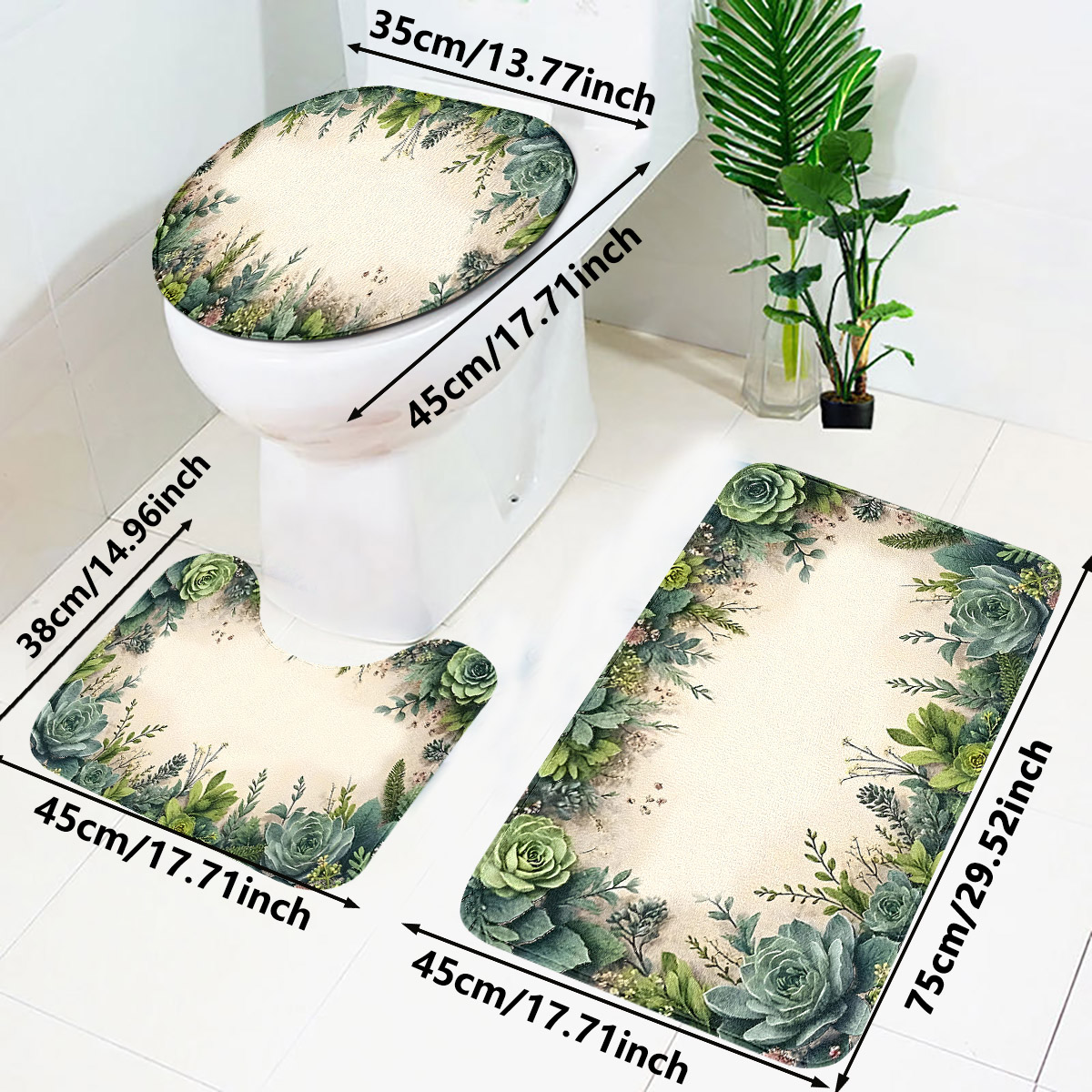 Retro Succulent Bathroom Three - Zara Home Bathroom Rug ulasan dan harga