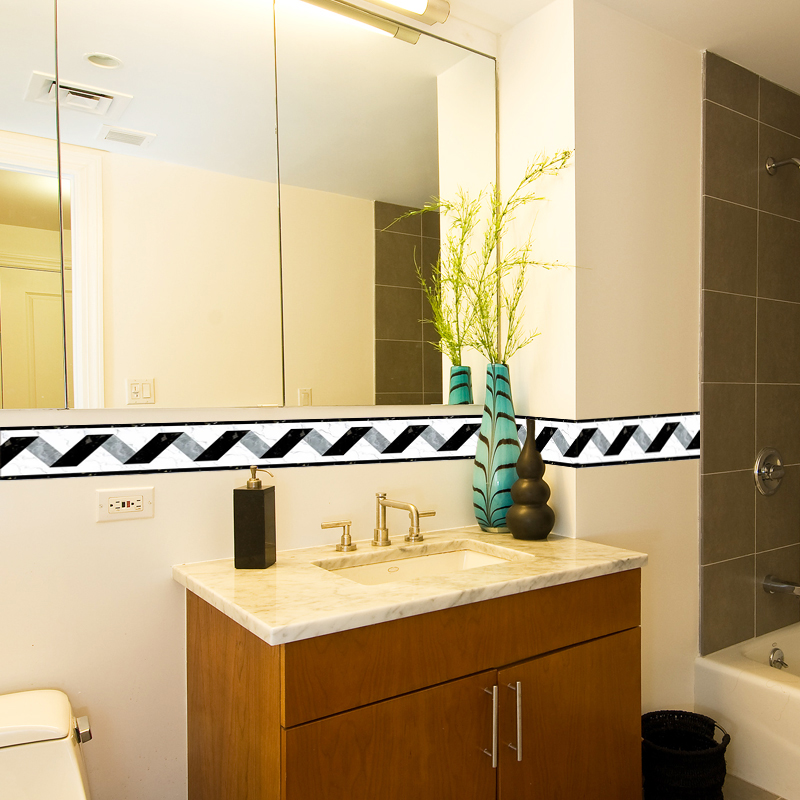 Black White Stripe Baseboard W - Home Bathroom Wallpaper ulasan dan harga