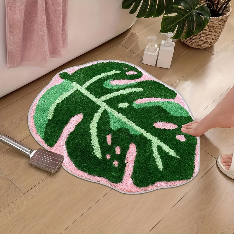 VIKAMA Pink Tropical Leaf Plus - Zara Home Bathroom Rug ulasan dan harga