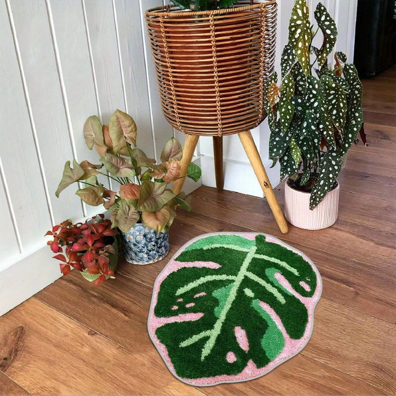 VIKAMA Pink Tropical Leaf Plus - Zara Home Bathroom Rug ulasan dan harga