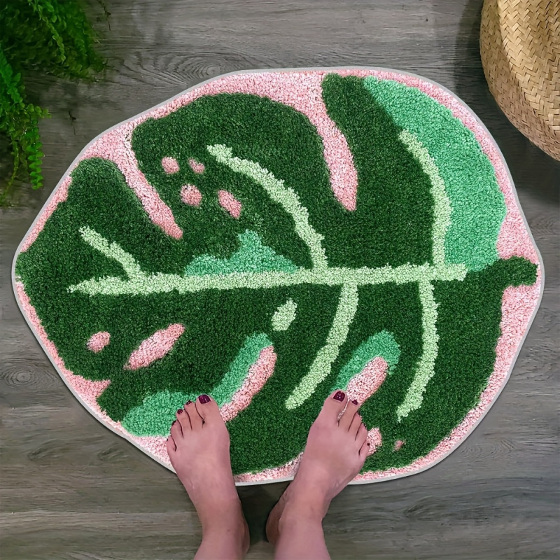 VIKAMA Pink Tropical Leaf Plus - Zara Home Bathroom Rug ulasan dan harga